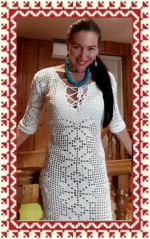 rece, horgolt, tunika - Rece mintás női tunika rece, horgolt, tunika - Rece mintás női tunika