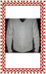 Kötött férfiruha - Fehér kötött férfi V kivágásos pulóver