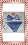 Kötött fürdőruha - Kék-fehér batikolt kötött bikini Kötött fürdőruha - Kék-fehér batikolt kötött bikini