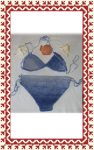 Kötött fürdőruha - Kék-fehér batikolt kötött bikini