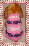 Kötött kutyaruha - Rózsaszín mintás kötött kutyaruha